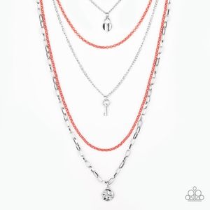 Paparazzi Right On Key Orange Necklace Set
